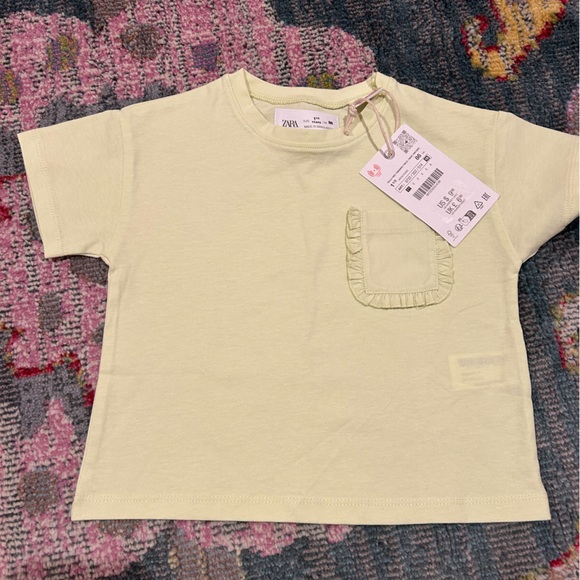 Zara Other - Zara kids Soft Yellow Tee with Ruffle Pocket